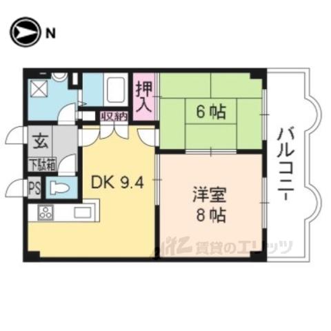 グリーンヴィレッジ吉田(2LDK/2階)の間取り写真