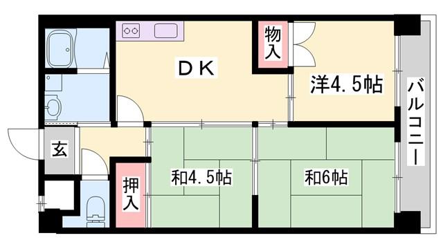 ピアイースト姫路白浜(3DK/2階)の間取り写真