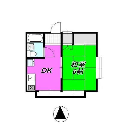 モリベハイツ(1DK/2階)の間取り写真