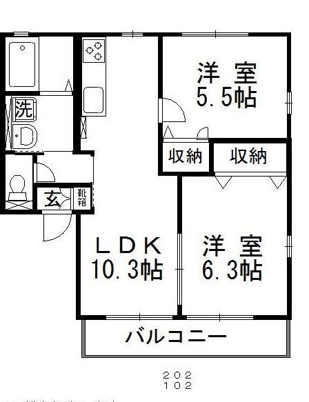 コーポ・レザン(2LDK/1階)の間取り写真