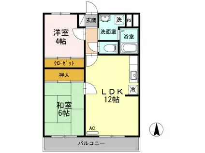 ヴィラグランテ 2LDK(2LDK/1階)の間取り写真