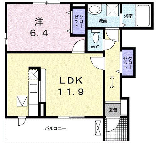 シルエーラ.I(1LDK/1階)の間取り写真