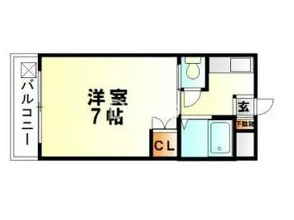 ラ・パルテール福富 弐番館(1K/2階)の間取り写真