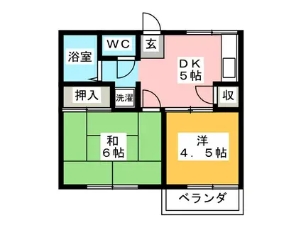 コーポ野村 B棟(2DK/2階)の間取り写真