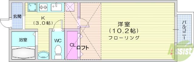 アフォリステーションノース弐番館(1K/1階)の間取り写真