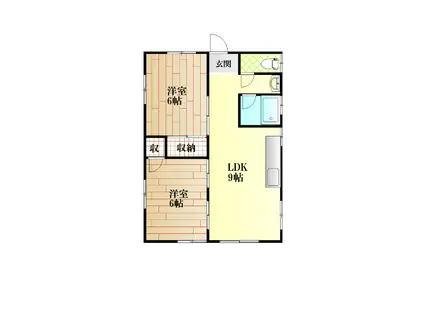 美馬コーポ(2LDK/4階)の間取り写真