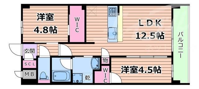スプランディッド城東関目(2LDK/4階)の間取り写真