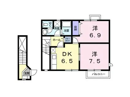 シャルマン ジャン(2DK/2階)の間取り写真