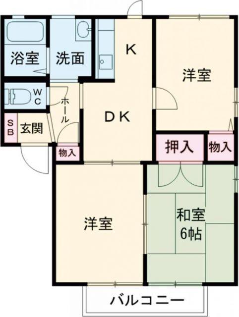 フレグランスピュア F棟(3K/2階)の間取り写真