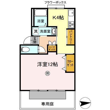 シーサイドハウスB棟(1K/1階)の間取り写真