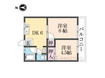 グリーンハイツ1番館(2DK/2階)の間取り写真