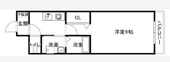 ベルフラワー山野井(1K/1階)の間取り写真