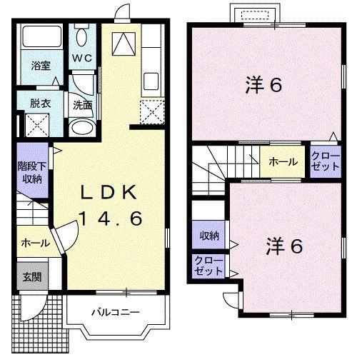 パミドーリII(2LDK/1階)の間取り写真