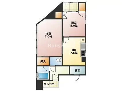 フラン93(2DK/2階)の間取り写真