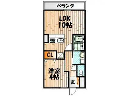 エスペランサ足立(1LDK/2階)の間取り写真