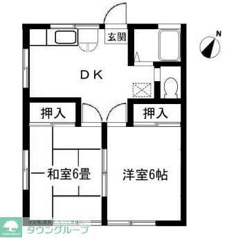 小倉ハイム(2DK/2階)の間取り写真