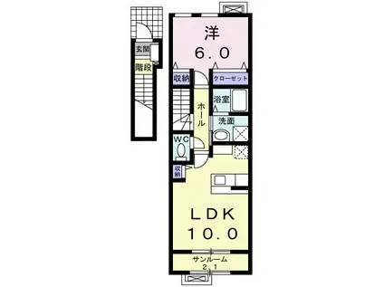 ラポール(1LDK/2階)の間取り写真