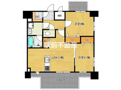 MODERN PALAZZO博多デュオグ(2LDK/12階)の間取り写真