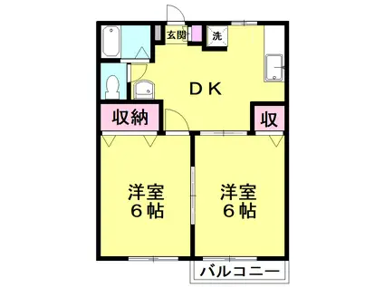 メゾンセンティアムI(2DK/1階)の間取り写真