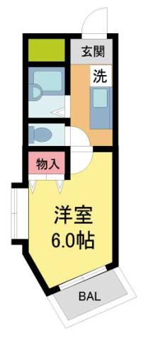 コート・サラII(1K/4階)の間取り写真
