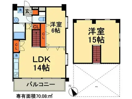 アーク松の木通(1LDK/6階)の間取り写真