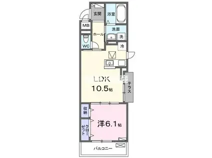 ハイド リアン(1LDK/1階)の間取り写真