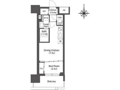 コンフォリア新大阪宮原Q(1DK/10階)の間取り写真