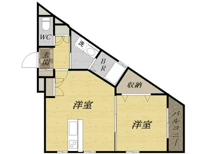 GKレジデンス清荒神(1LDK/2階)の間取り写真