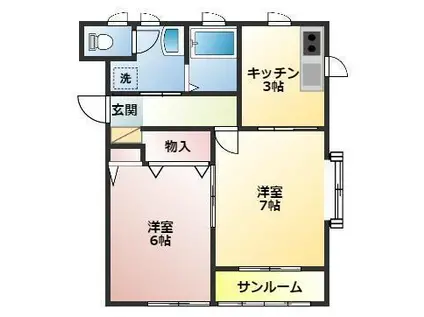 サンシャインパークB(2K/1階)の間取り写真