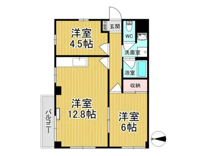 ライブハウスII(2LDK/3階)の間取り写真