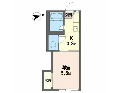 ニューフォーブル(1K/2階)の間取り写真