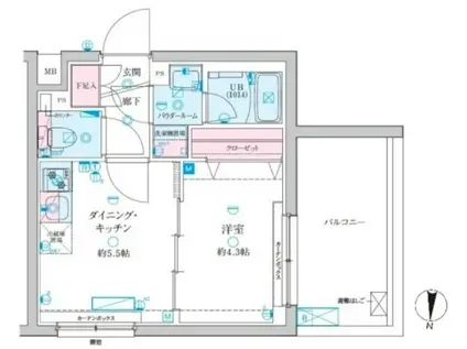 ジェノヴィア京成立石V(1DK/4階)の間取り写真