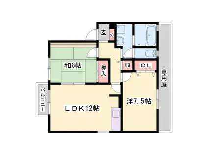 トゥールーズ(2LDK/1階)の間取り写真