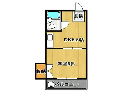 パレス船橋(1DK/1階)の間取り写真