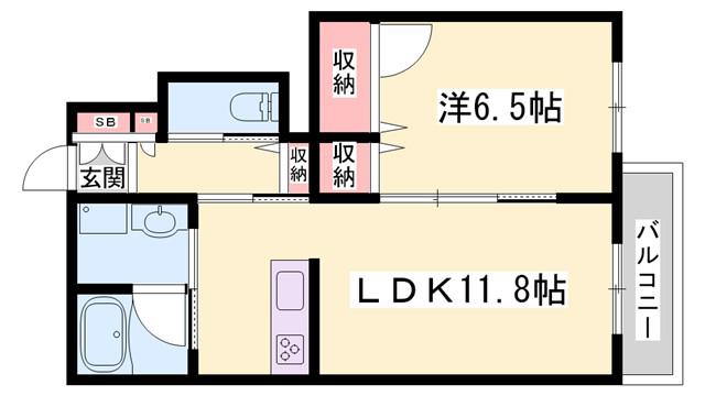 クリスタル(1LDK/1階)の間取り写真