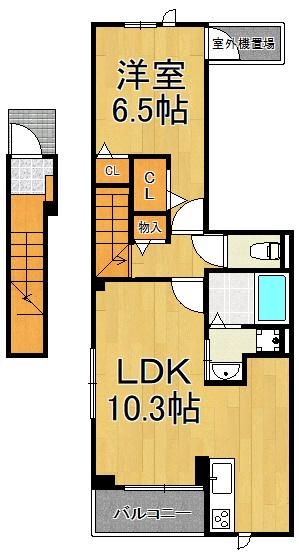 EXCEED宝塚(1LDK/2階)の間取り写真
