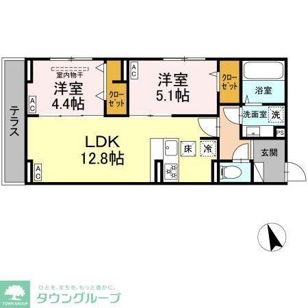 D-PRECIOUS武蔵野(2LDK/3階)の間取り写真