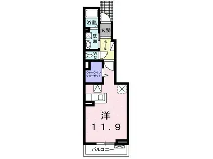 カーサグランデIII(ワンルーム/1階)の間取り写真