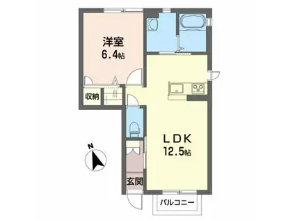 パークサイド新山B(1LDK/1階)の間取り写真