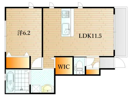 シャーメゾン稗田西(1LDK/1階)の間取り写真