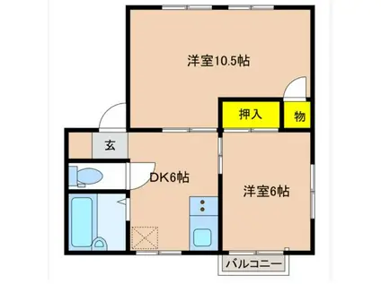 エトアール上柴(2DK/2階)の間取り写真