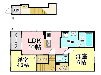 アジャート(2LDK/2階)の間取り写真