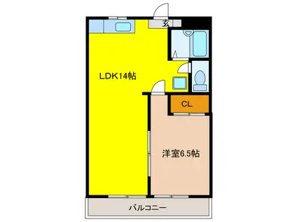 メイツけいほう(1LDK/1階)の間取り写真
