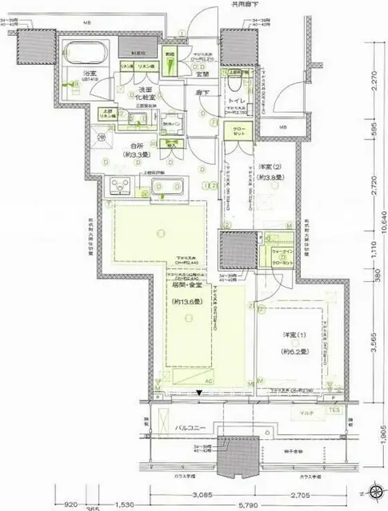 富久クロスコンフォートタワー 37階階 間取り