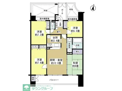 サンリヤン小笹 C棟(4LDK/3階)の間取り写真