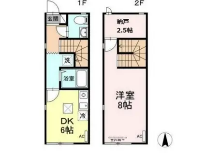 キューブ小倉(1SDK/1階)の間取り写真