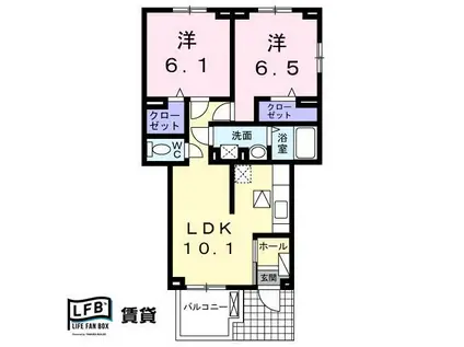 ネバーランドII B(2LDK/1階)の間取り写真