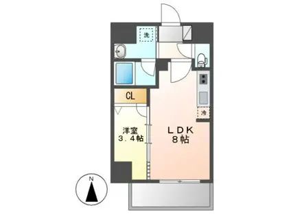 ディアレイシャス名古屋浄心(1LDK/11階)の間取り写真