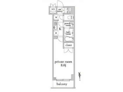 アーベイン早稲田(1K/4階)の間取り写真