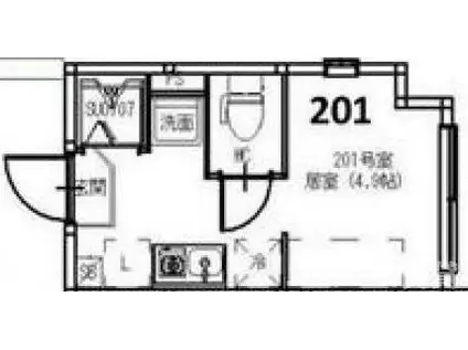 ハーモニーテラス東大泉III(ワンルーム/2階)の間取り写真